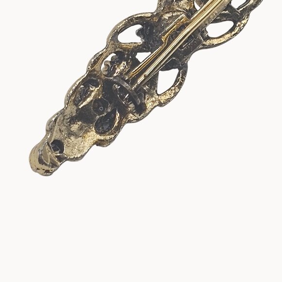VTG Brooch Gold Tone Multicolor Rhinestone Elegant Regencycore Classy Bar Pin - Picture 9 of 11